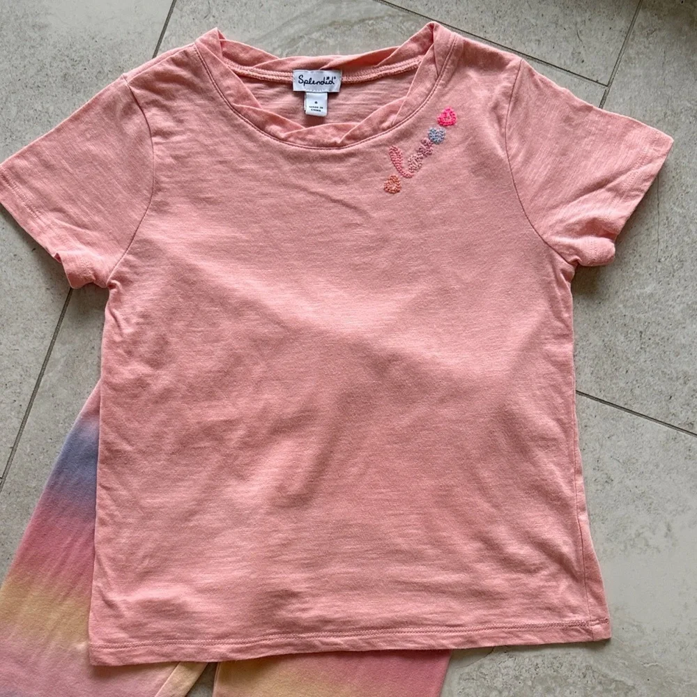 Splendid Girls' Love Tee & Ombre Spray Leggings Set  sz 6